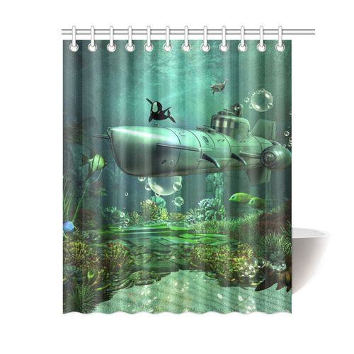 Awesome submarine with orca Shower Curtain 60"x72"
