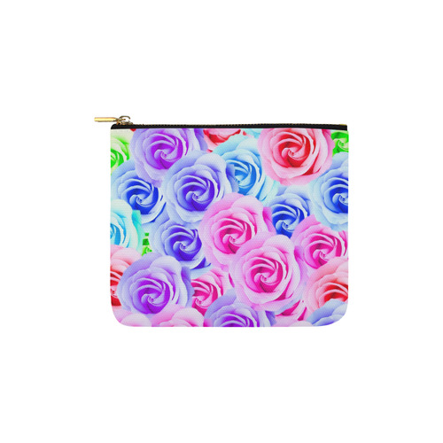 closeup colorful rose texture background in pink purple blue green Carry-All Pouch 6''x5''