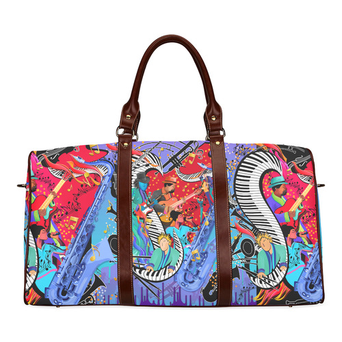 Music Print Travel Bag by Juleez Waterproof Travel Bag/Large (Model 1639)