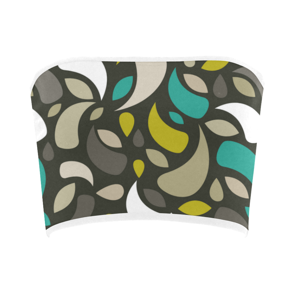 Leaves And Geometric Shapes Bandeau Top