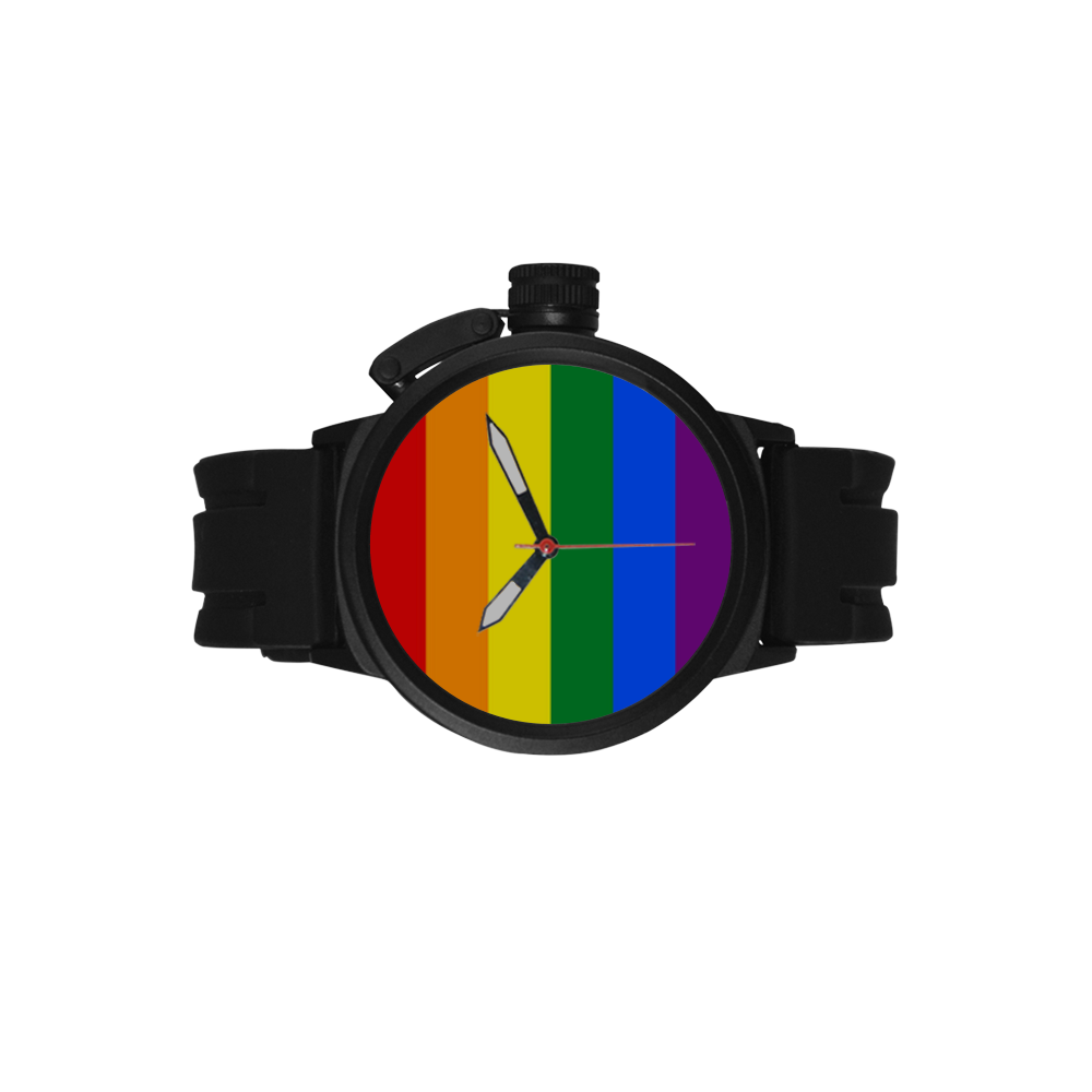 Gay Pride Rainbow Flag Stripes Men's Sports Watch(Model 309)