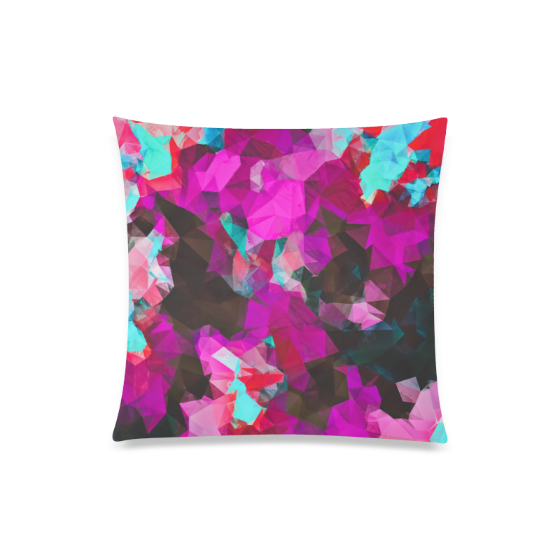 psychedelic geometric polygon abstract pattern in purple pink blue Custom Zippered Pillow Case 20"x20"(One Side)