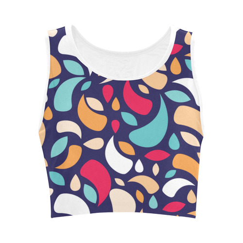 Multicolor Leaves And Geometric Shapes Women's Crop Top (Model T42)