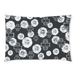 vintage skull and rose abstract pattern in black and white Custom Rectangle Pillow Case 20x30 (One Side)
