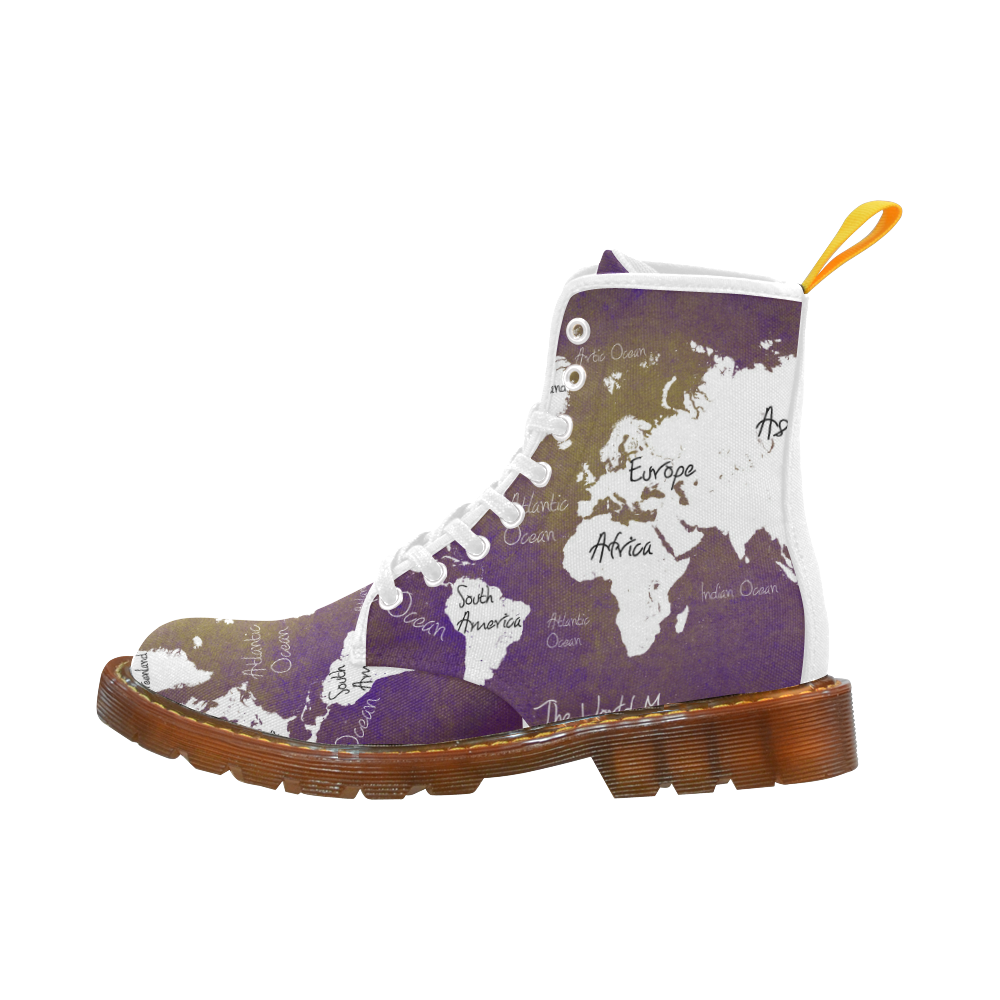 world map Custom Canvas Boots For Women Model 1203H