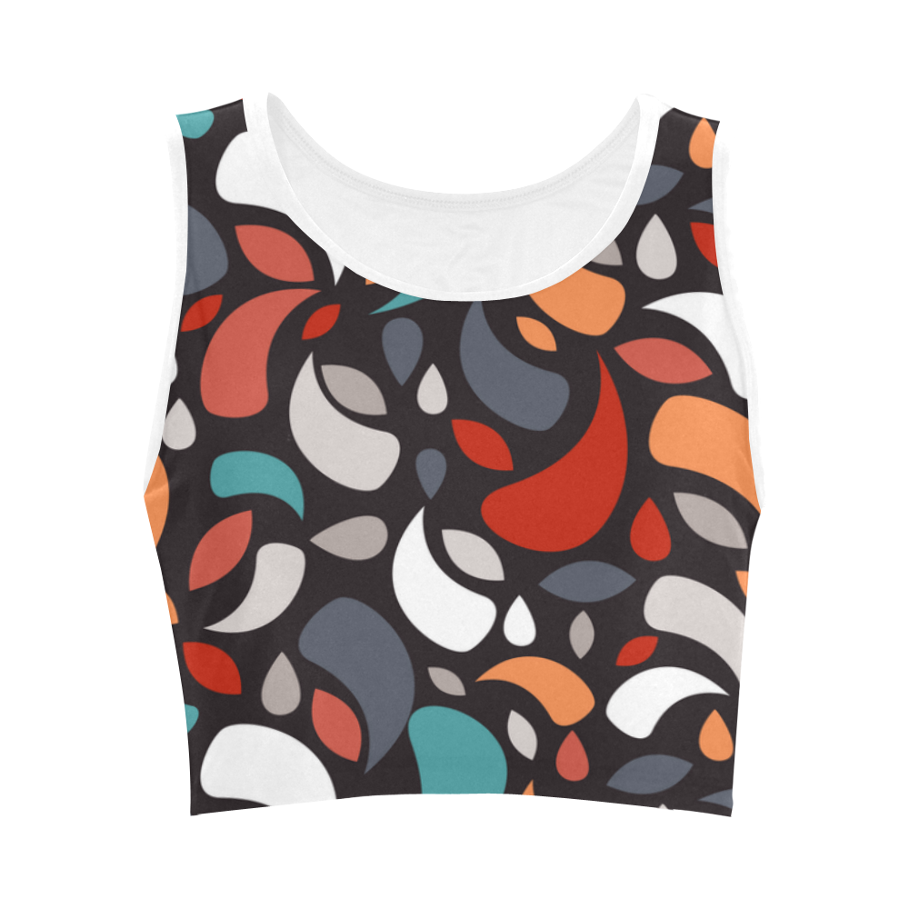 Colorful Leaves And Geometric Shapes Women's Crop Top (Model T42)