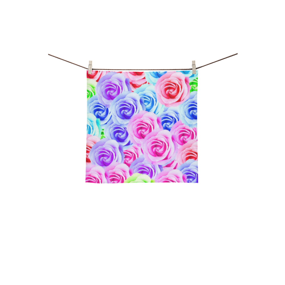 closeup colorful rose texture background in pink purple blue green Square Towel 13“x13”