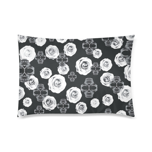 vintage skull and rose abstract pattern in black and white Custom Zippered Pillow Case 20"x30"(Twin Sides)