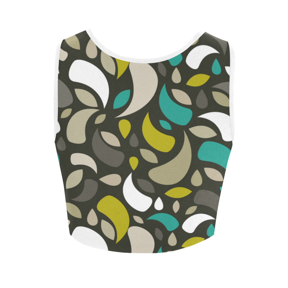 Leaves And Geometric Shapes Women's Crop Top (Model T42)