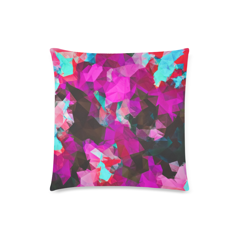 psychedelic geometric polygon abstract pattern in purple pink blue Custom Zippered Pillow Case 18"x18" (one side)