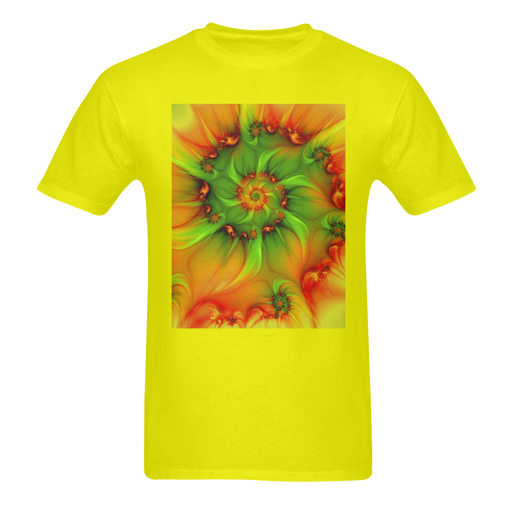 Hot Summer Green Orange Abstract Colorful Fractal Men's T-Shirt in USA Size (Two Sides Printing)