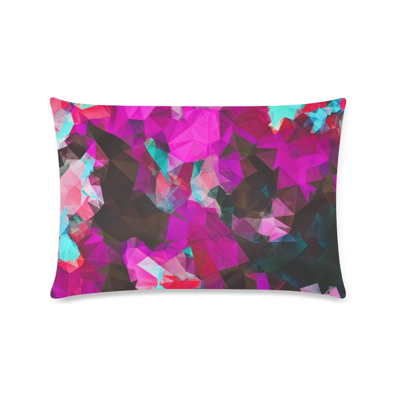 psychedelic geometric polygon abstract pattern in purple pink blue Custom Rectangle Pillow Case 16"x24" (one side)