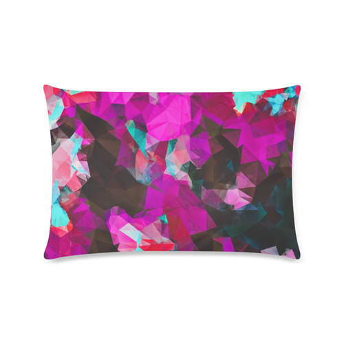 psychedelic geometric polygon abstract pattern in purple pink blue Custom Rectangle Pillow Case 16"x24" (one side)