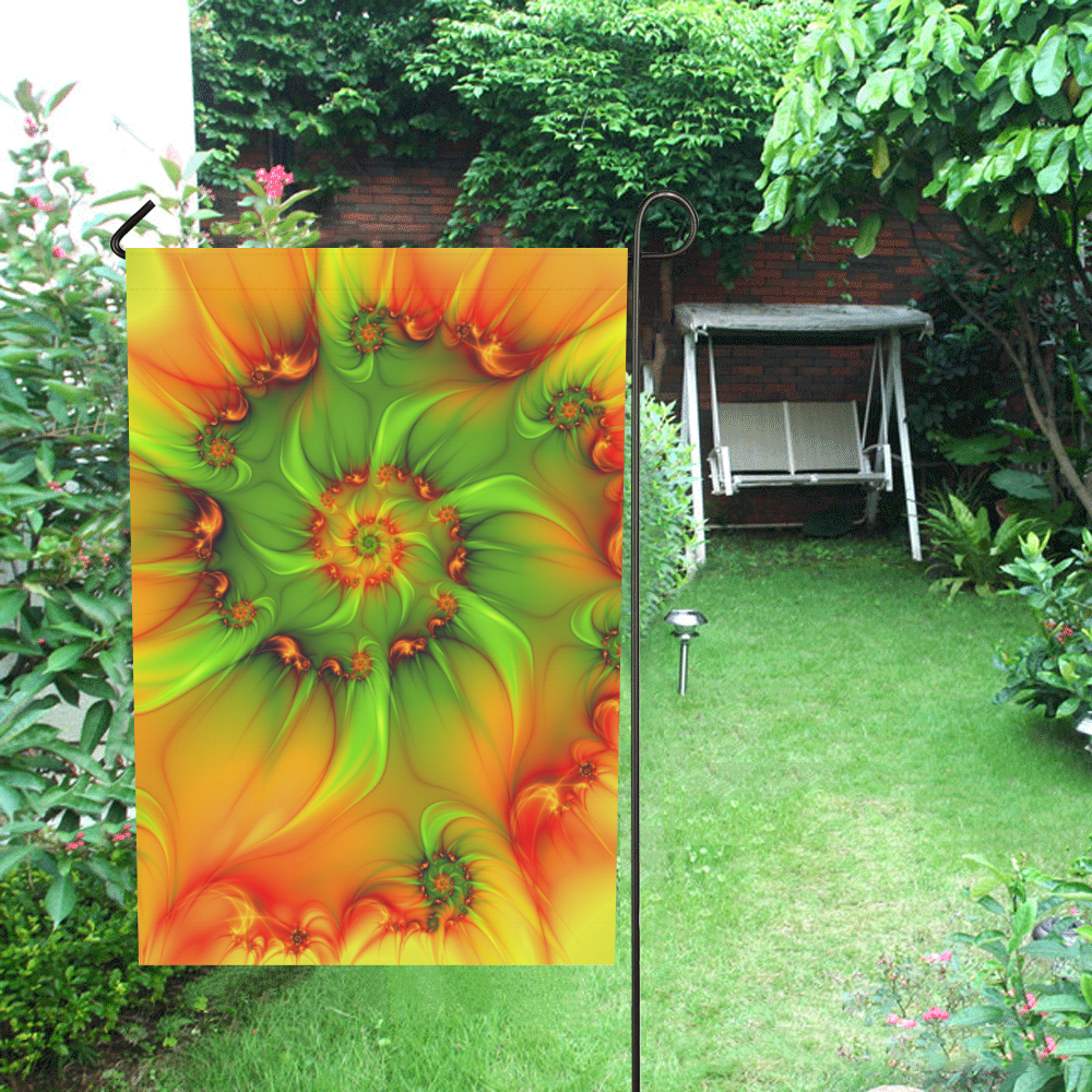 Hot Summer Green Orange Abstract Colorful Fractal Garden Flag 28''x40'' （Without Flagpole）