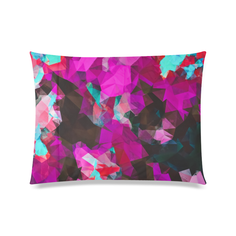 psychedelic geometric polygon abstract pattern in purple pink blue Custom Zippered Pillow Case 20"x26"(Twin Sides)