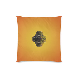 fractal black skull portrait with orange abstract background Custom Zippered Pillow Case 18"x18"(Twin Sides)