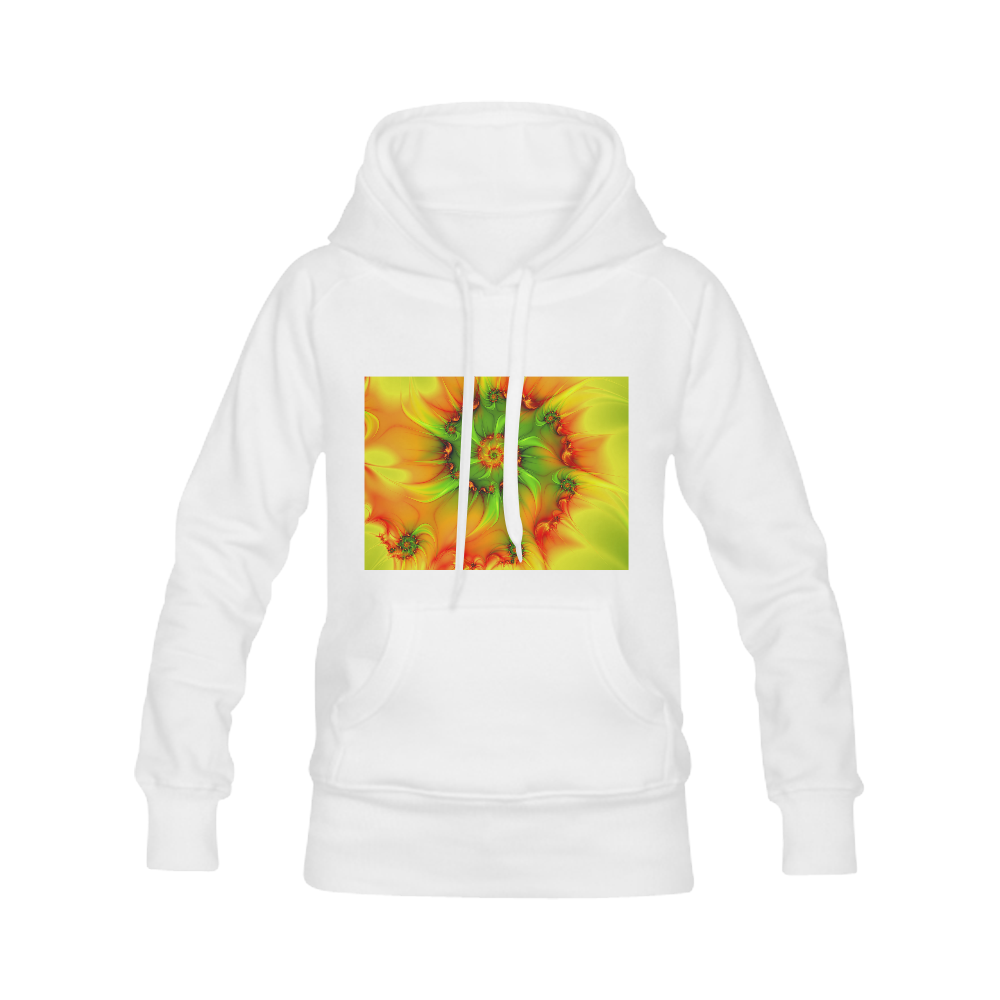 Hot Summer Green Orange Abstract Colorful Fractal Women's Classic Hoodies (Model H07)