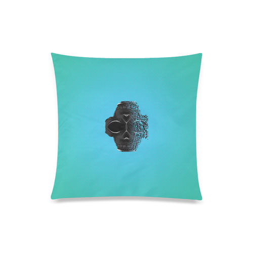 fractal black skull portrait with blue abstract background Custom Zippered Pillow Case 20"x20"(Twin Sides)