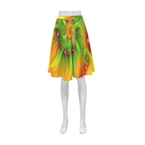 Hot Summer Green Orange Abstract Colorful Fractal Athena Women's Short Skirt (Model D15)