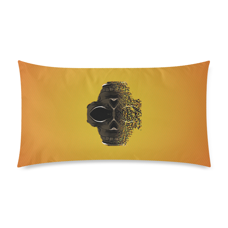 fractal black skull portrait with orange abstract background Custom Rectangle Pillow Case 20"x36" (one side)