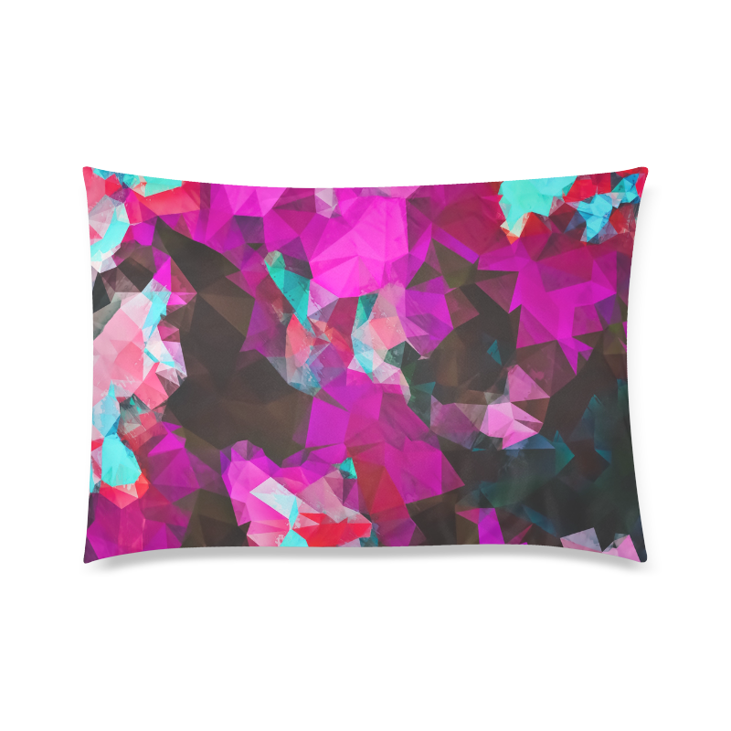 psychedelic geometric polygon abstract pattern in purple pink blue Custom Zippered Pillow Case 20"x30"(Twin Sides)