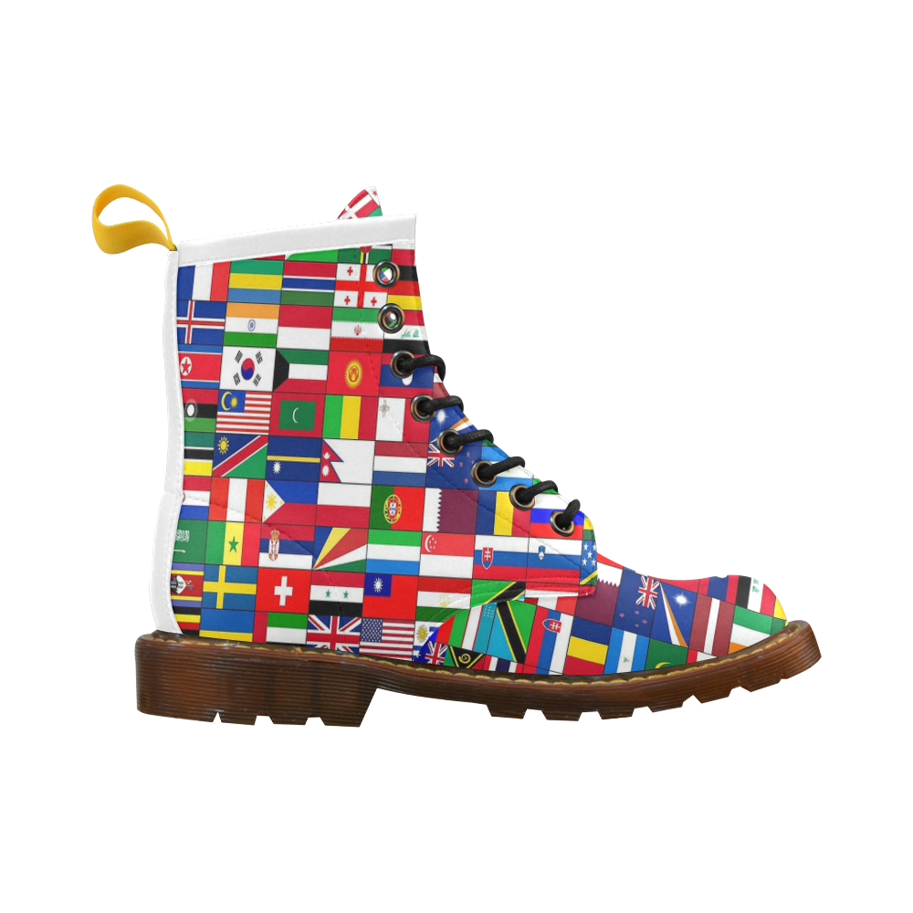WORLD FLAGS 2 High Grade PU Leather Martin Boots For Men Model 402H