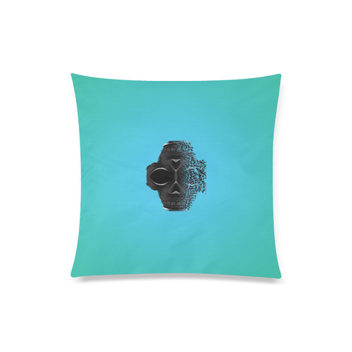 fractal black skull portrait with blue abstract background Custom Zippered Pillow Case 20"x20"(Twin Sides)