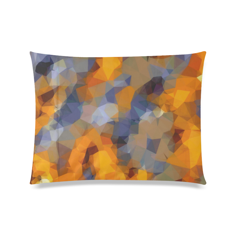 psychedelic geometric polygon abstract pattern in orange brown blue Custom Zippered Pillow Case 20"x26"(Twin Sides)