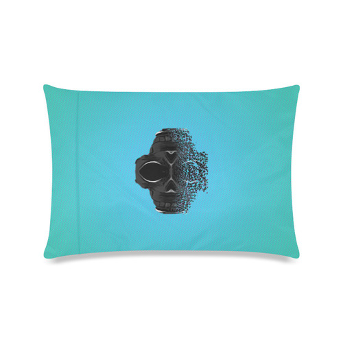 fractal black skull portrait with blue abstract background Custom Zippered Pillow Case 16"x24"(Twin Sides)