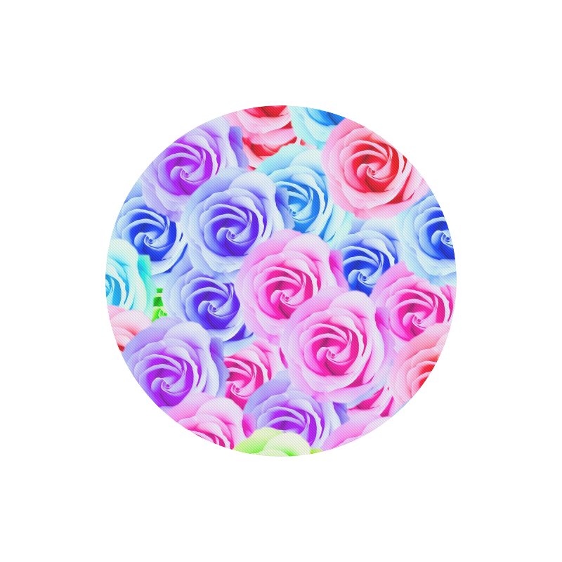 closeup colorful rose texture background in pink purple blue green Round Mousepad