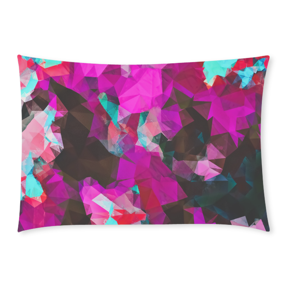 psychedelic geometric polygon abstract pattern in purple pink blue Custom Rectangle Pillow Case 20x30 (One Side)