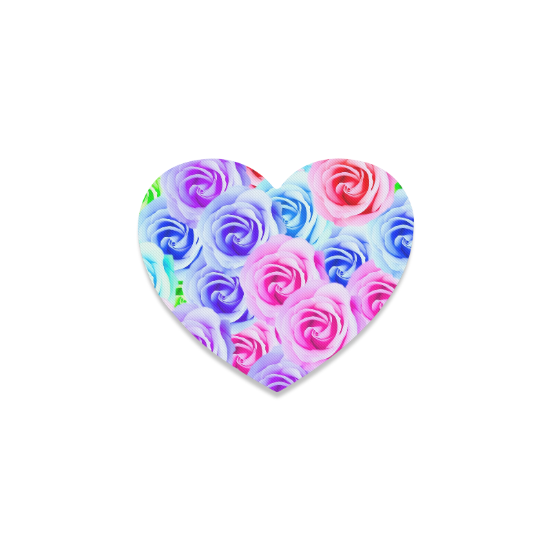 closeup colorful rose texture background in pink purple blue green Heart Coaster