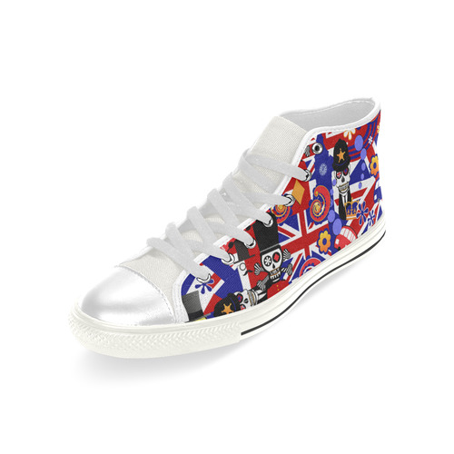 High Top UK Flag Brit Print Sneakers Men’s Classic High Top Canvas Shoes (Model 017)
