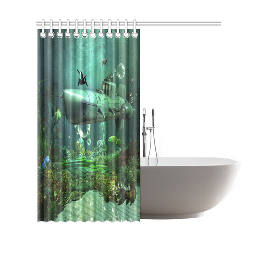 Awesome submarine with orca Shower Curtain 69"x70"