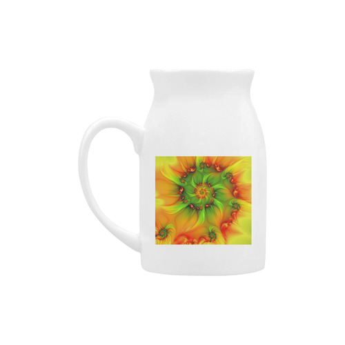Hot Summer Green Orange Abstract Colorful Fractal Milk Cup (Large) 450ml