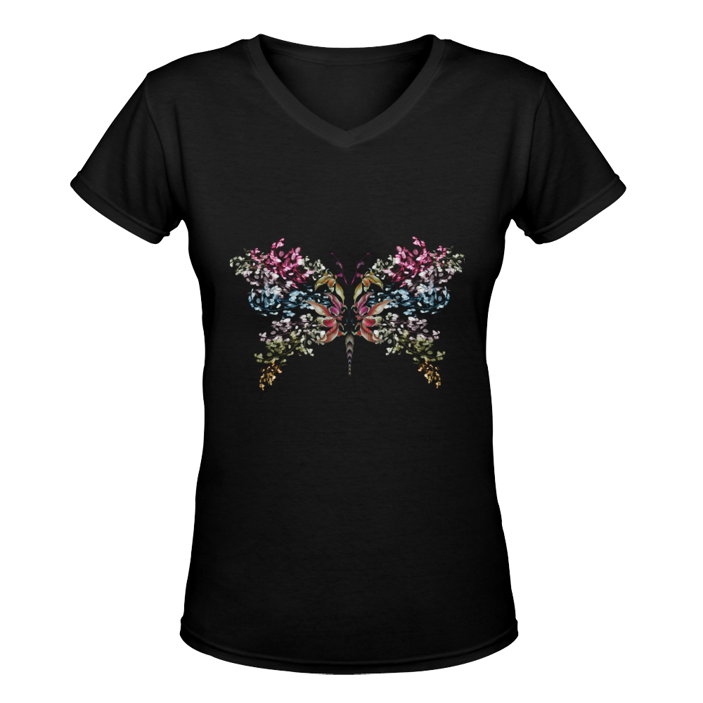 butterfly3 Women's Deep V-neck T-shirt (Model T19)