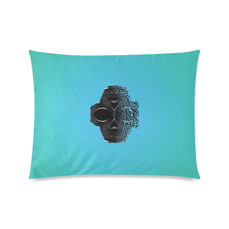 fractal black skull portrait with blue abstract background Custom Zippered Pillow Case 20"x26"(Twin Sides)