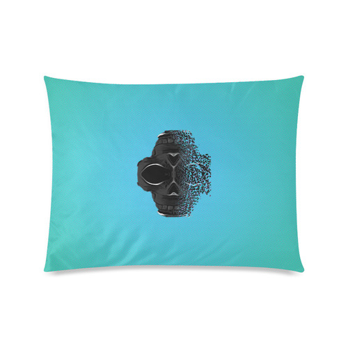 fractal black skull portrait with blue abstract background Custom Zippered Pillow Case 20"x26"(Twin Sides)