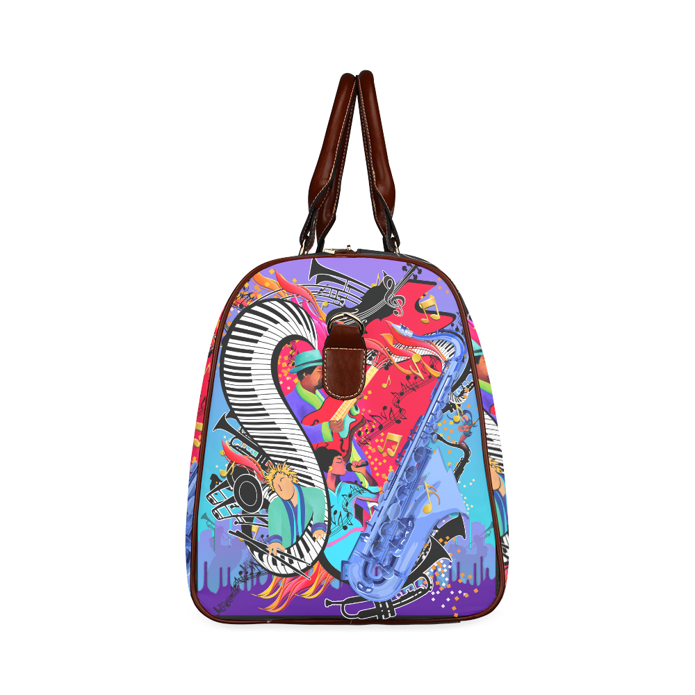 Music Print Travel Bag by Juleez Waterproof Travel Bag/Large (Model 1639)