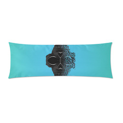 fractal black skull portrait with blue abstract background Custom Zippered Pillow Case 21"x60"(Two Sides)