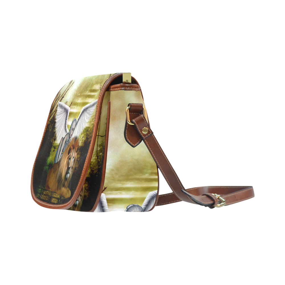 Fairy with lion Saddle Bag/Small (Model 1649) Full Customization