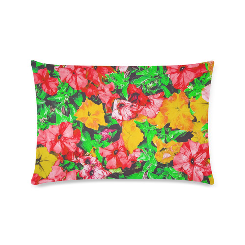 closeup flower abstract background in pink red yellow with green leaves Custom Zippered Pillow Case 16"x24"(Twin Sides)