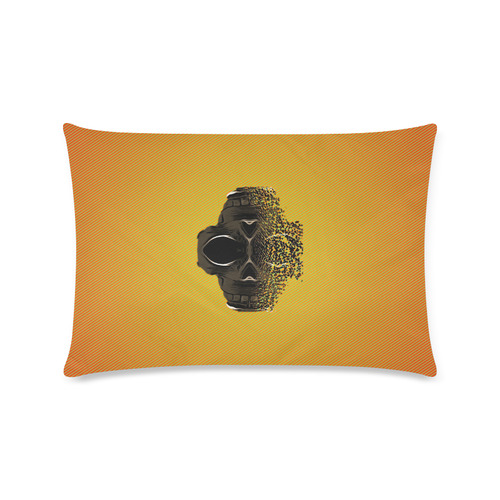 fractal black skull portrait with orange abstract background Custom Rectangle Pillow Case 16"x24" (one side)
