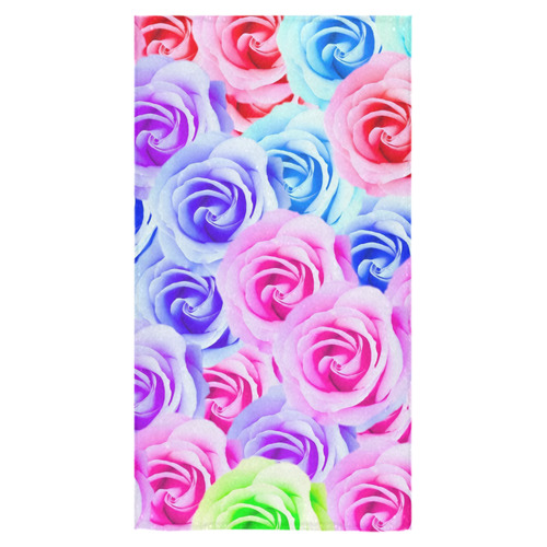 closeup colorful rose texture background in pink purple blue green Bath Towel 30"x56"