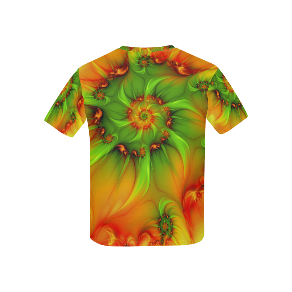 Hot Summer Green Orange Abstract Colorful Fractal Kids' All Over Print T-shirt (USA Size) (Model T40)