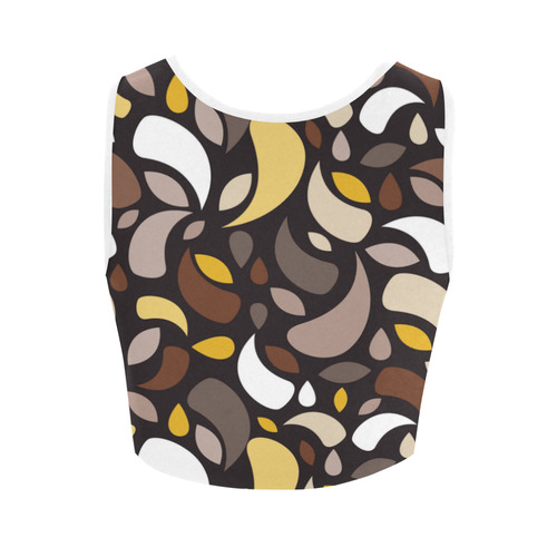 Brown Leaves And Geometric Shapes Women's Crop Top (Model T42)