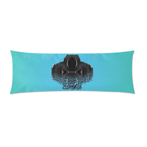 fractal black skull portrait with blue abstract background Custom Zippered Pillow Case 21"x60"(Two Sides)