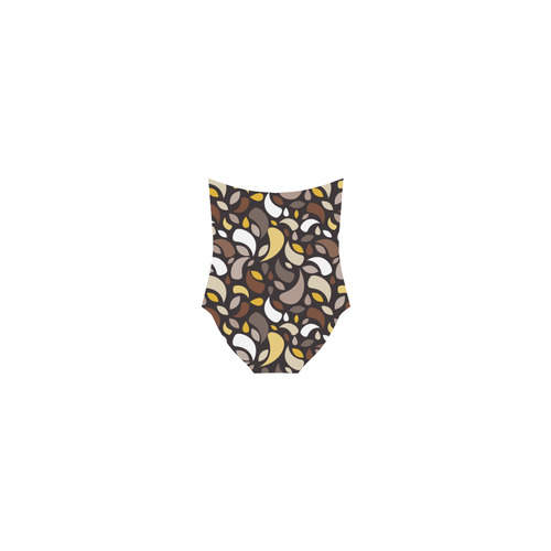 Brown Leaves And Geometric Shapes Strap Swimsuit ( Model S05)