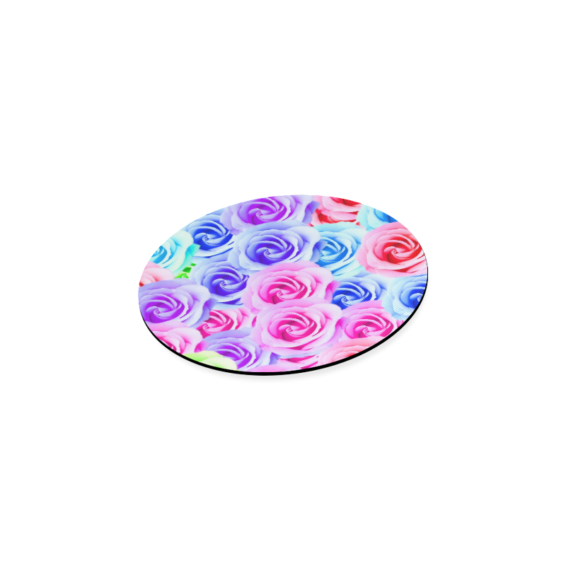 closeup colorful rose texture background in pink purple blue green Round Coaster