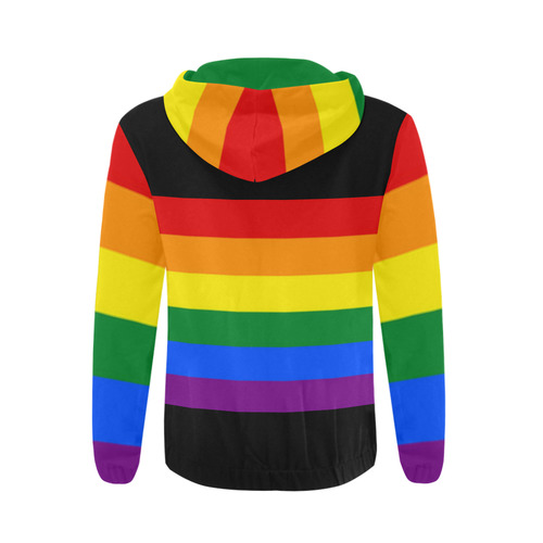 Gay Pride Rainbow Flag Stripes All Over Print Full Zip Hoodie for Men (Model H14)